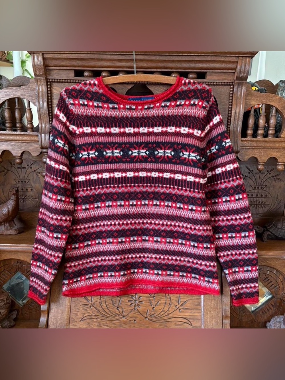 Karen Scott retro 90s wool blend rolled neck knit sweater